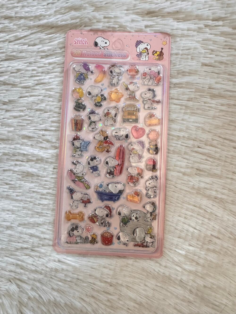Snoopy 3D stickers with various Snoopy characters different poses and outfits